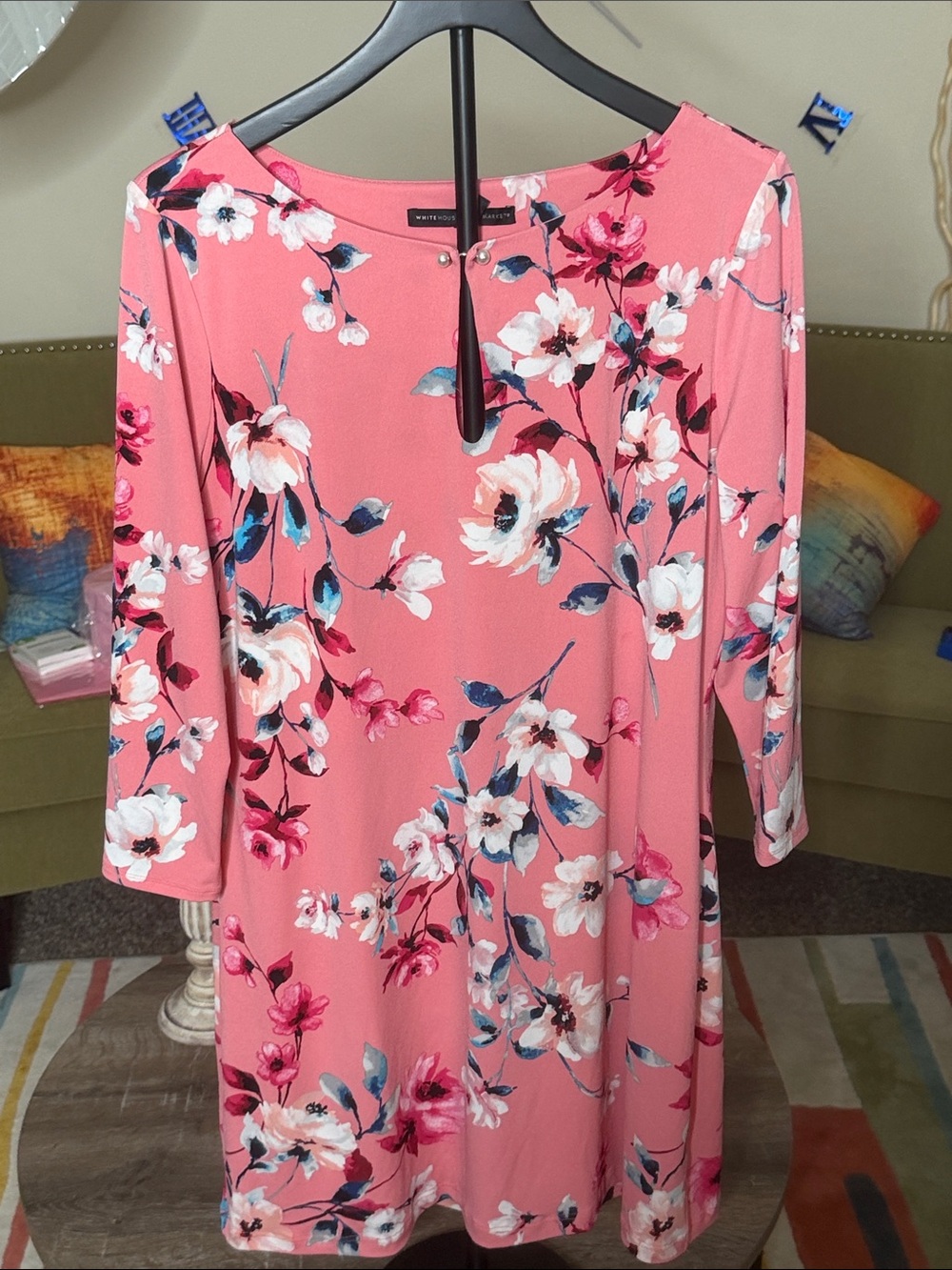 White House Black Market Pink Floral Midi Dress